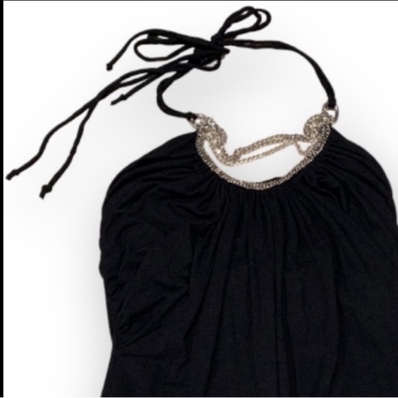WHBM Black Halter Top with Chain Detail - Picture 2 of 6